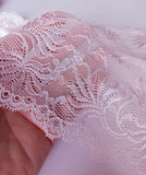 Pale Pink Embroidered Lace. Scallop Edge.  Stretch Lace. 7.75 inches | 22 cm wide