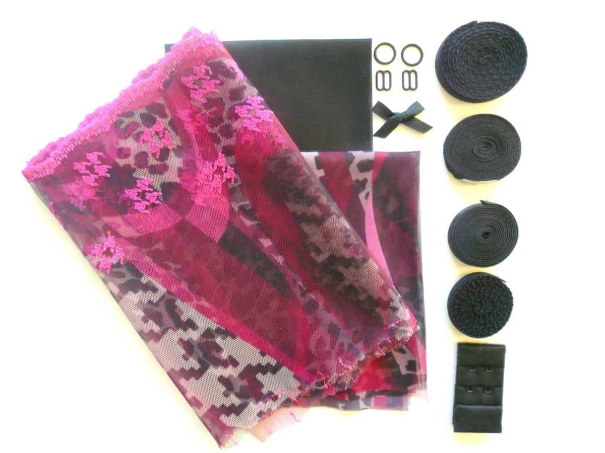Animal Print Lace Bra Making Kit. Inc Fabric and Notions. Small/Medium