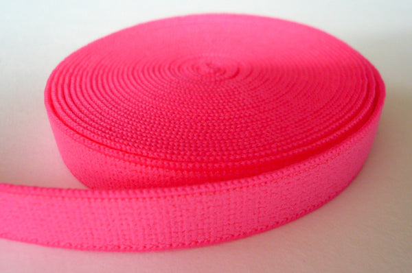 Bra/Lingerie Band Elastic. Plain Weave Elastic. Plush Back. BrightFlourescent  Pink. 12mm Wide