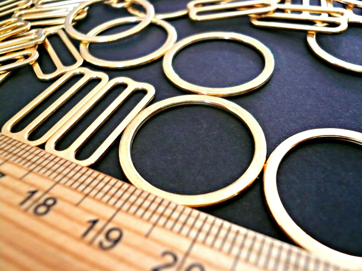 Bra / Lingerie Making. Quality Gold Plated Metal Sliders and Rings