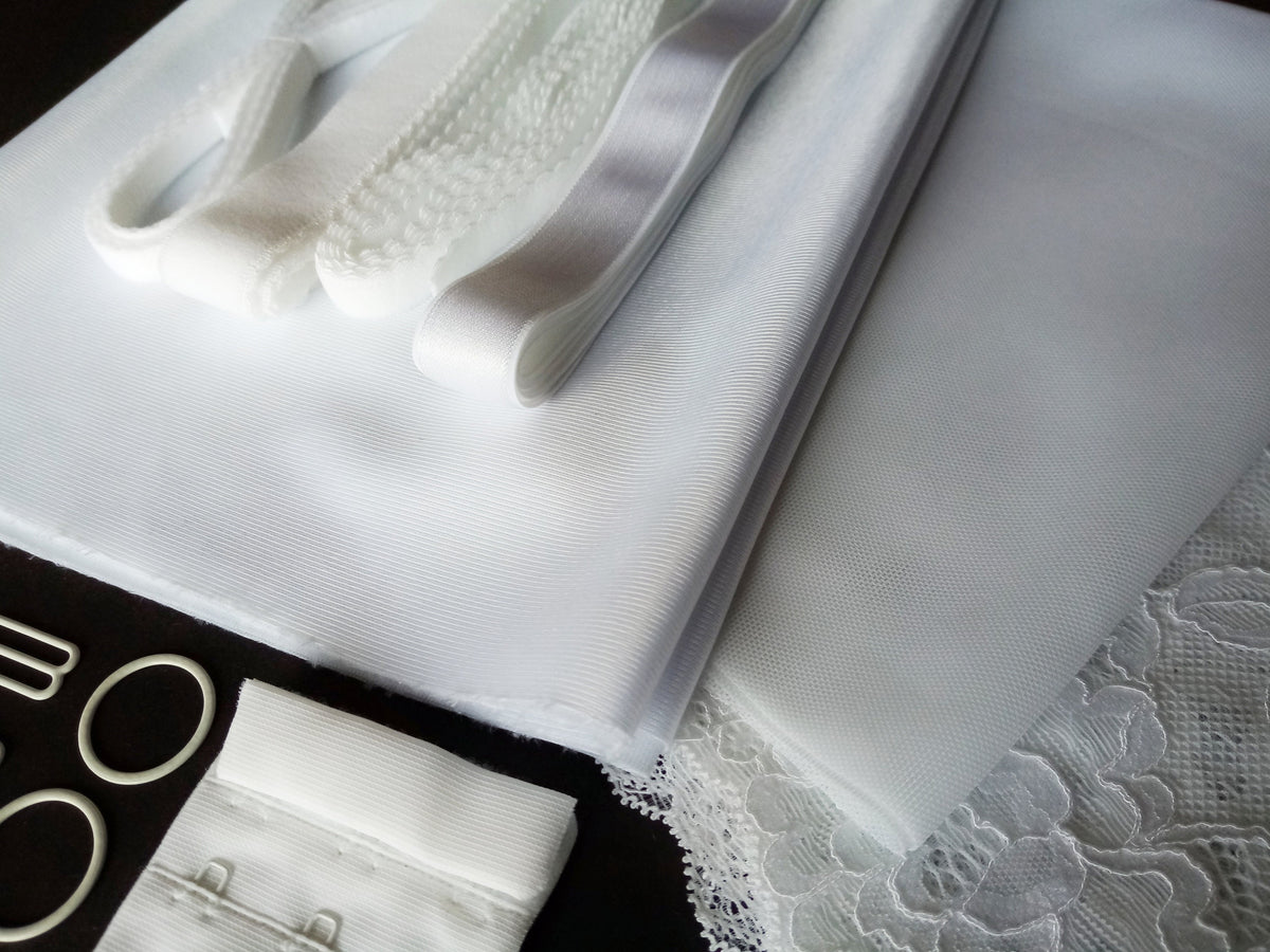 DIY Bra Kit. Duoplex Fabric. Inc Fabric and Notions. White Colour – Stitch  Habit