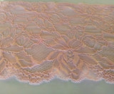 Bra Making. Vintage Style Galloon Lace. 7 inches wide. Stretch Lace. Pastel Pink Colour