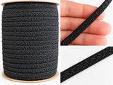 Spaghetti/ Bra Strap Elastic. Matte Satin.  Embroidered. 4mm | 1/8 inch Wide. Black Colour