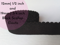 Bra / Lingerie Making Elastic. Scallop Edge, Plush Back. 12mm |1/2 inch & 19mm | 3/4 Inch Wide. Black