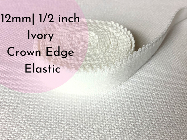 Bra Making Elastic. Crown Edge. Plush Back.12mm | 1/2 inch Wide  Ivory Colour