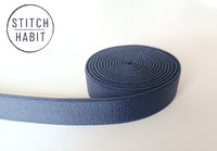 Bra Strap Elastic.  Satin Sheen - Plush Back.  16mm | 5/8 inch wide. Navy Blue