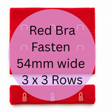Bra / Lingerie Hooks and Eyes.  54mm wide 3 x 3 rows. Red Colour. Plush back for comfort