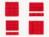 Bra / Lingerie Hooks and Eyes.  54mm wide 3 x 3 rows. Red Colour. Plush back for comfort
