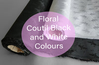 Floral Pattern Coutil.  Corsets Bustier Fabric. Black and White. Cotton/ Viscose