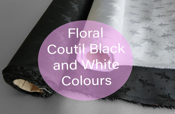 Floral Pattern Coutil.  Corsets Bustier Fabric. Black and White. Cotton/ Viscose