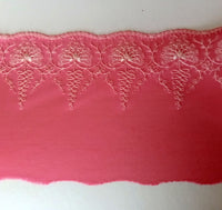 Copy of Bra Making. Pretty Red Tulle and Pink Embroidered Lace. 6.5 inches / 15cm