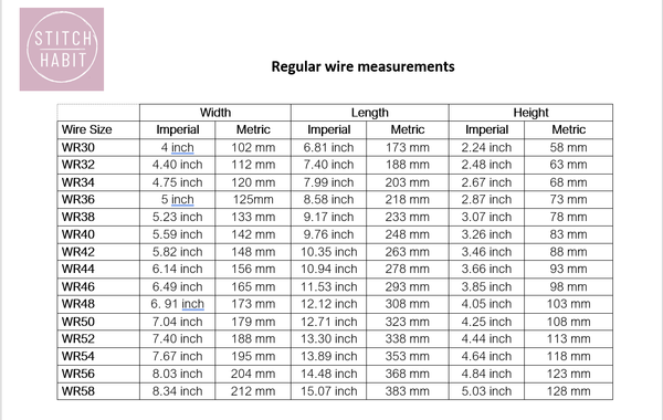 Bra Information - General info on Wires and Sizing, Conversion