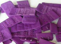 Bra / Lingerie Hooks and Eyes 28mm Wide. 2 x 3 rows.  Rich Purple Colour
