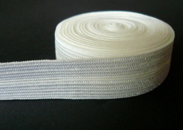 Foldover elastic. Satin semi sheen. 16mm | 5/8 Inch wide. White colour
