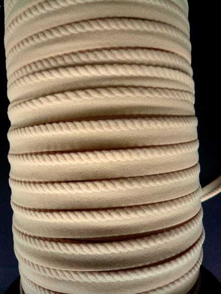 Bra/ Knicker Making Band Elastic. Rope Trim.  Plush Back. 10mm Wide. Beige/ Sand Colour