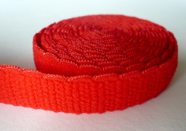 Bra Band / Knicker Elastic. Scallop Edge in Red. 12mm wide. Sewing Crafts