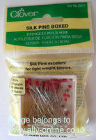 Clover Silk Pins. Diameter 0.05mm. Glass Head. Box of 100 Pins