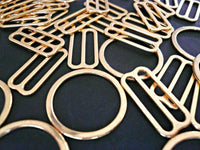 Bra / Lingerie Making. Quality Gold Plated Metal Sliders and Rings. Various Sizes