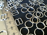 Bra / Lingerie Making. Quality Silver Metal Sliders and Rings. Various Sizes