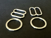 Bra / Lingerie Making. Quality Silver Metal Sliders and Rings. Various Sizes