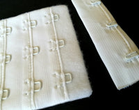 Bra / Lingerie Hooks and Eyes. 56mm wide 3 x 3 rows. White  Colour. Plush back for comfort