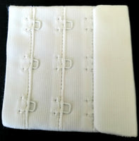 Bra / Lingerie Hooks and Eyes. 56mm wide 3 x 3 rows. White  Colour. Plush back for comfort