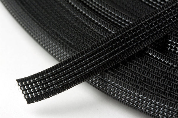 Uncovered polyester boning. 8mm wide. Black | White | Clear