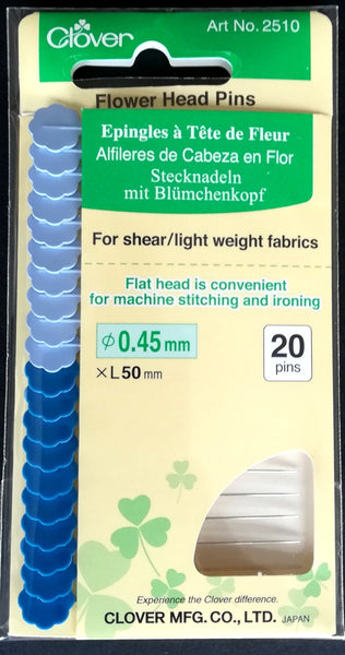 Clover Flower Head Pins. 20 Fine Card Pins. Suitable for Sheer/ Light Fabrics