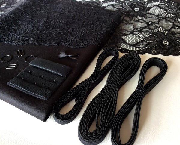 DIY Bra Kit and / or Knicker Kit (Sold Separately) . Black lace and Scuba. Inc Fabric and Notions