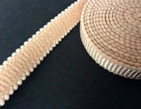 Bra Strap Elastic. Ribbed Satin Sheen - Plush Back.  10mm or 3/8 inch wide. Beige Colour