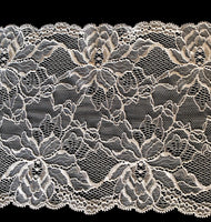 Bra Making. Vintage Style Galloon Lace. 7 inches wide. Ivory. Stretch Lace