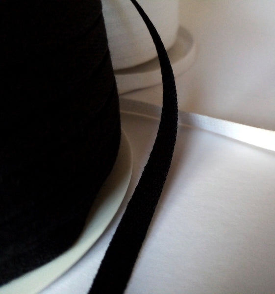 Cotton Twill Tape White and Black. 6mm Wide.