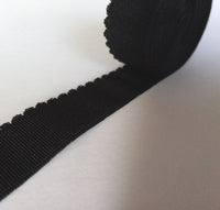 Bra / Lingerie Making Elastic. Scallop Edge, Plush Back. 12mm |1/2 inch & 19mm | 3/4 Inch Wide. Black