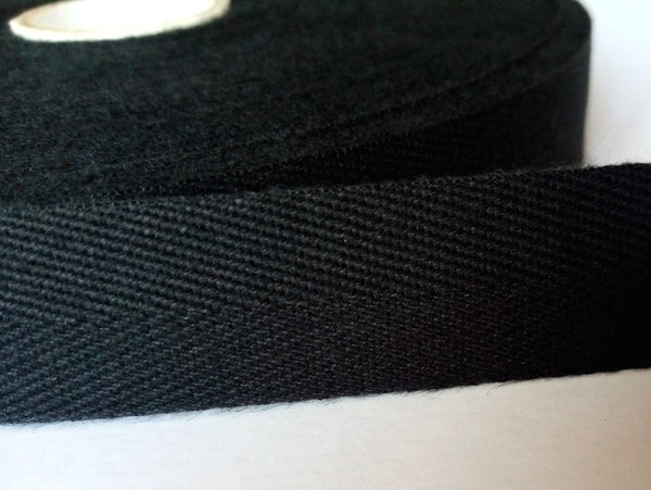 Cotton Herringbone Tape Natural and Black. 25mm Wide.