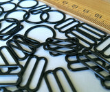 Bra / Lingerie Making.  Black Metal Coated Metal Sliders and Rings. Various Sizes