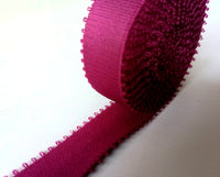 Bra Strap Elastic. Satin Semi Sheen. Plush Back.  Red Berry Colour. Looped Elastic. 15mm - 17mm Width