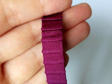 Bra Strap Elastic. Satin Semi Sheen. Plush Back.  Berry Colour. Pleated Elastic. 12mm | 1/2 inch Width