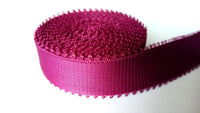 Bra Strap Elastic. Satin Semi Sheen. Plush Back.  Red Berry Colour. Looped Elastic. 15mm - 17mm Width